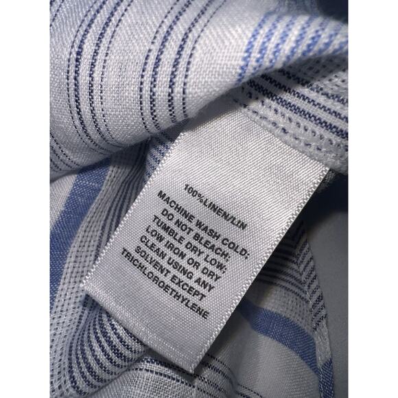 Lafayette 148 Shirt Women's Size S Blue Striped Button Up Long Sleeve 100% Linen - Picture 9 of 12